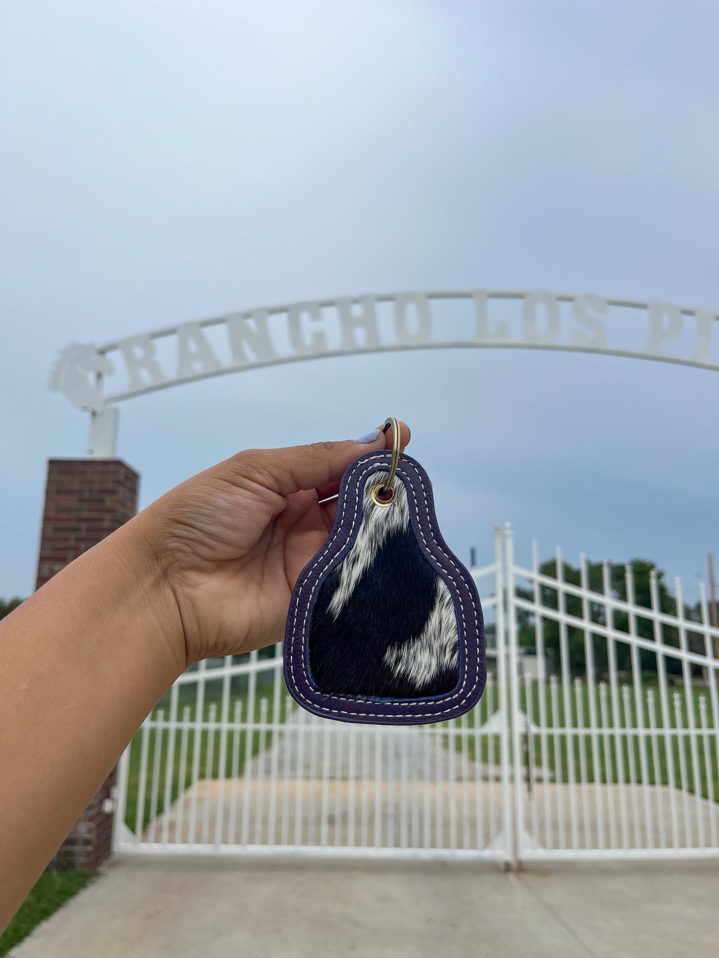 Purple Cowhide+Leather Keychain***