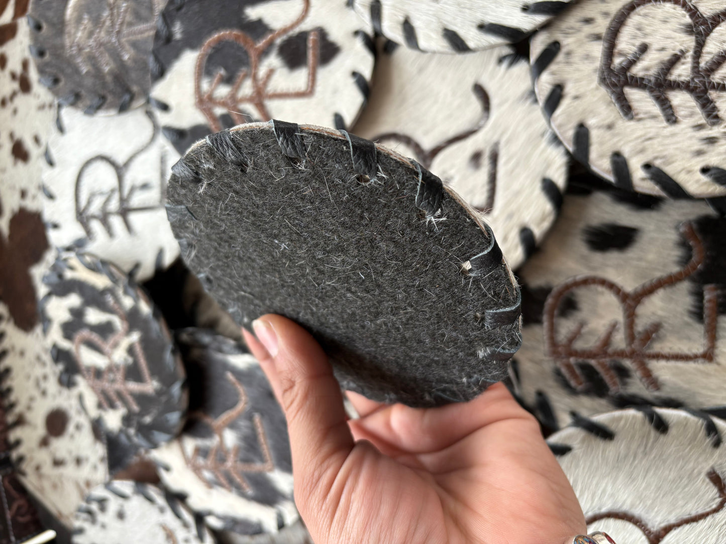 RLP Brand COWHIDE coaster - B&W