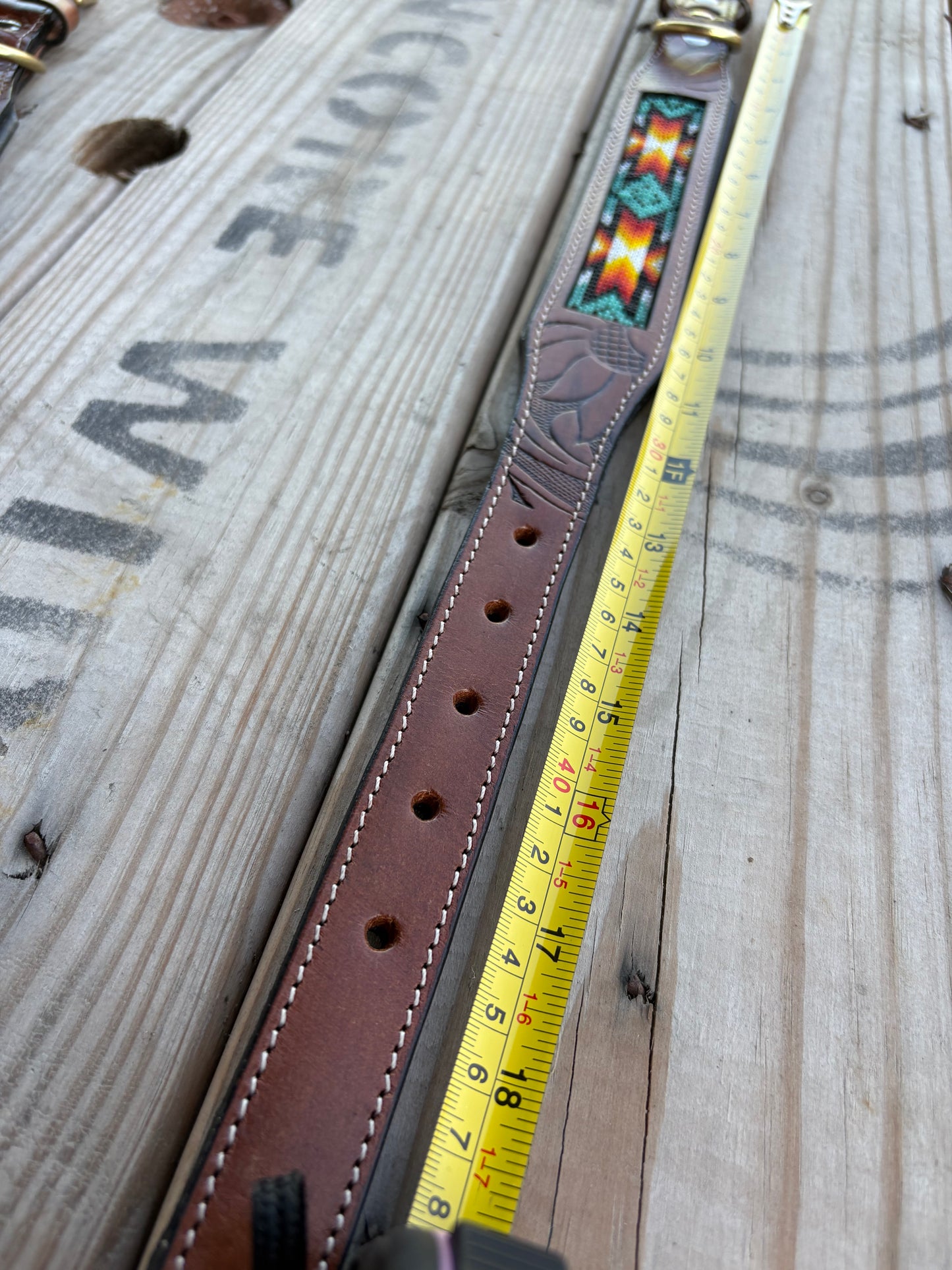 Turquoise Agave Dog Collar- Medium