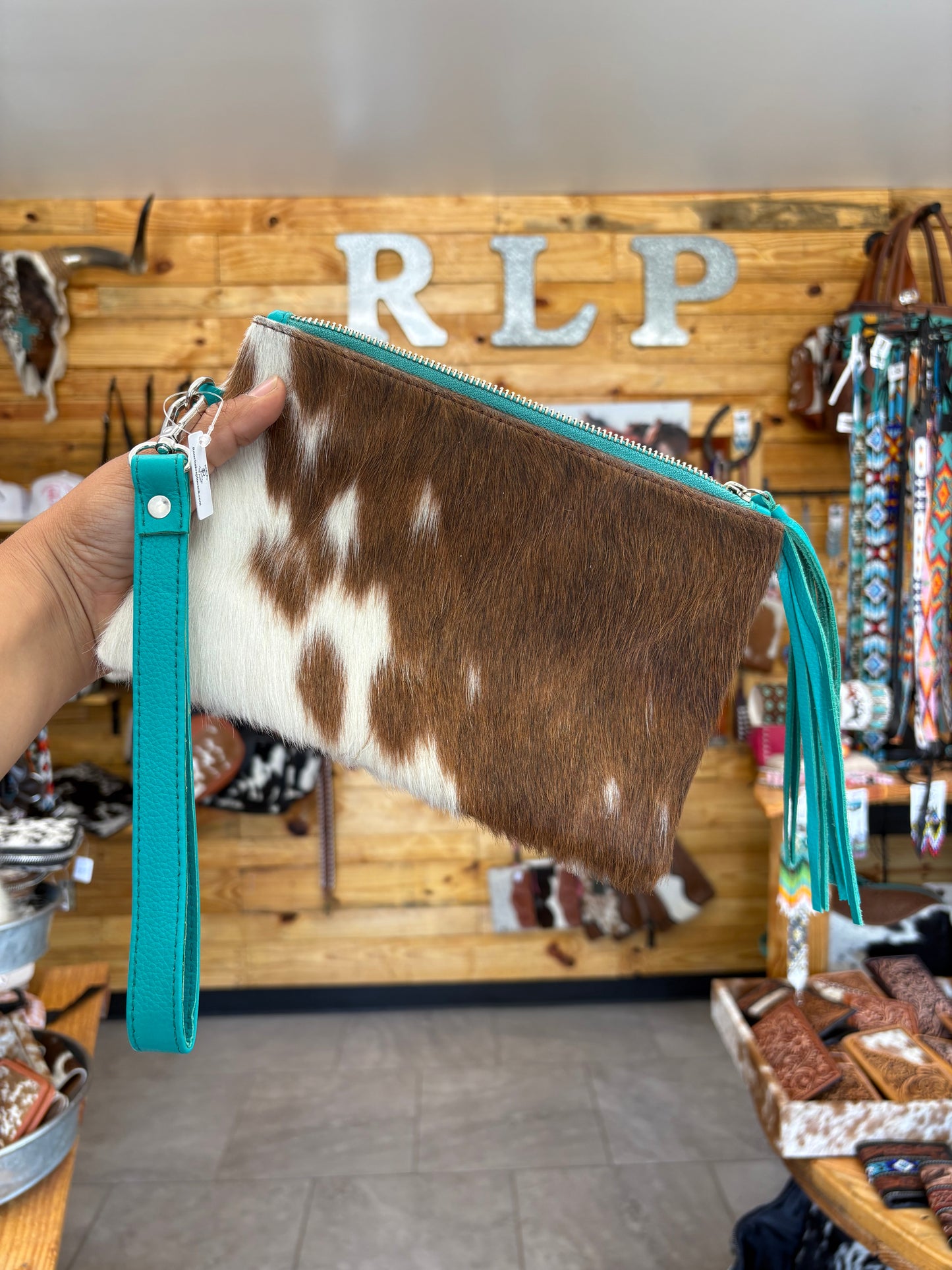 Cowhide Fringe Wristlet Purse (1)