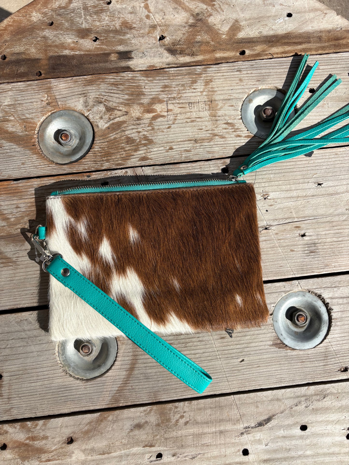 Cowhide Fringe Wristlet Purse (1)