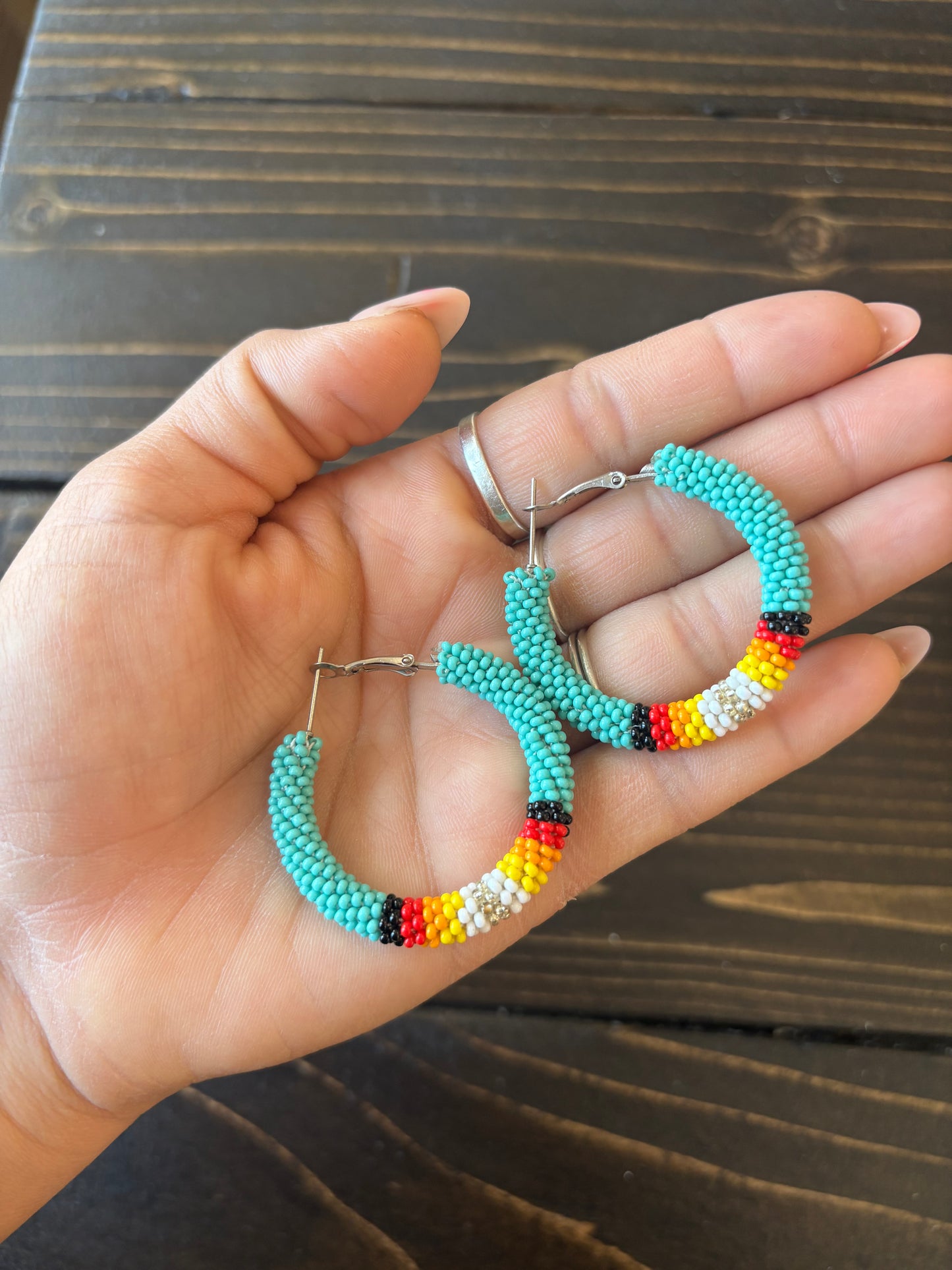 1.5” Bead Crochet Hoop Earrings
