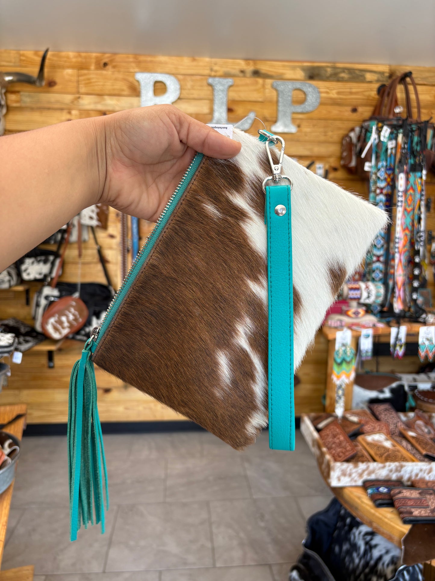 Cowhide Fringe Wristlet Purse (1)