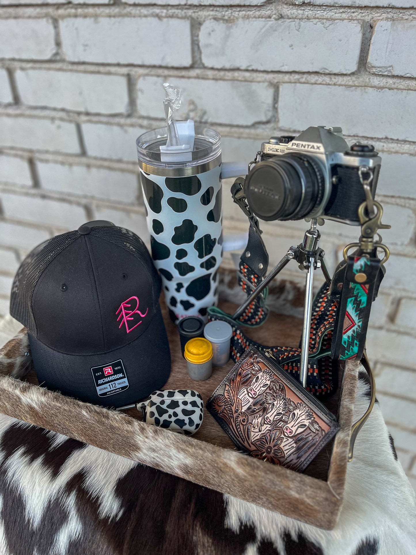 Brand Hat- black hot pink