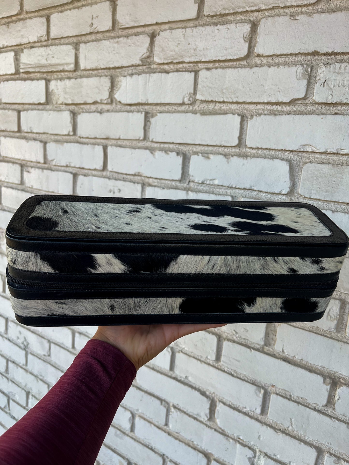 Black Leather & Cowhide Hair Iron Case