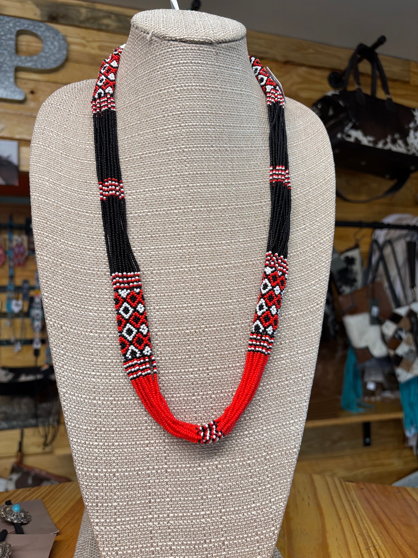RedHawks Beaded Necklace + Earrings - SET
