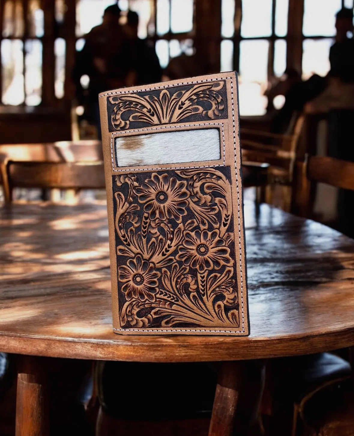 Tan Leather + Cowhide Wallet
