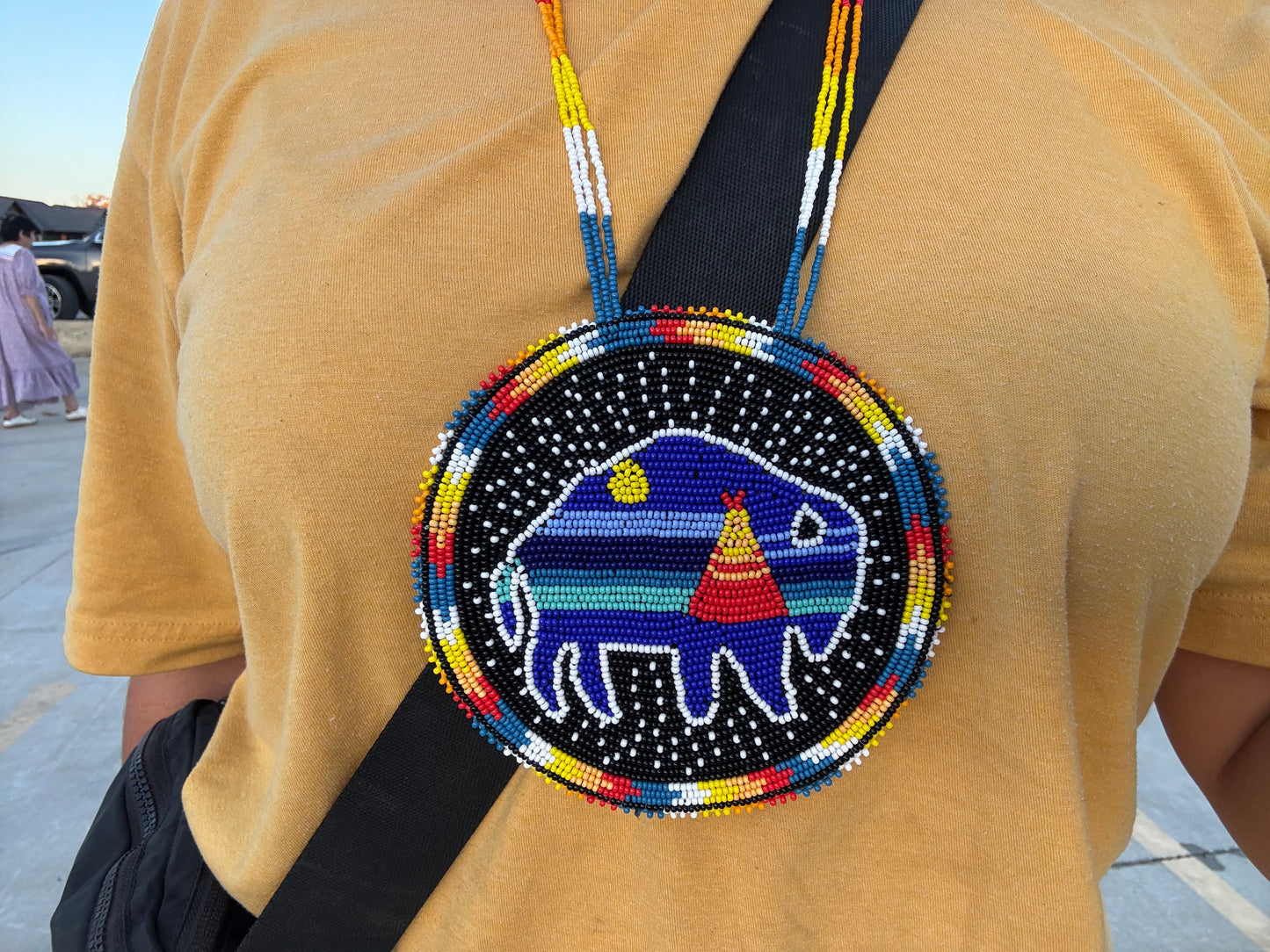 Starry Night Bison Pendant Necklace
