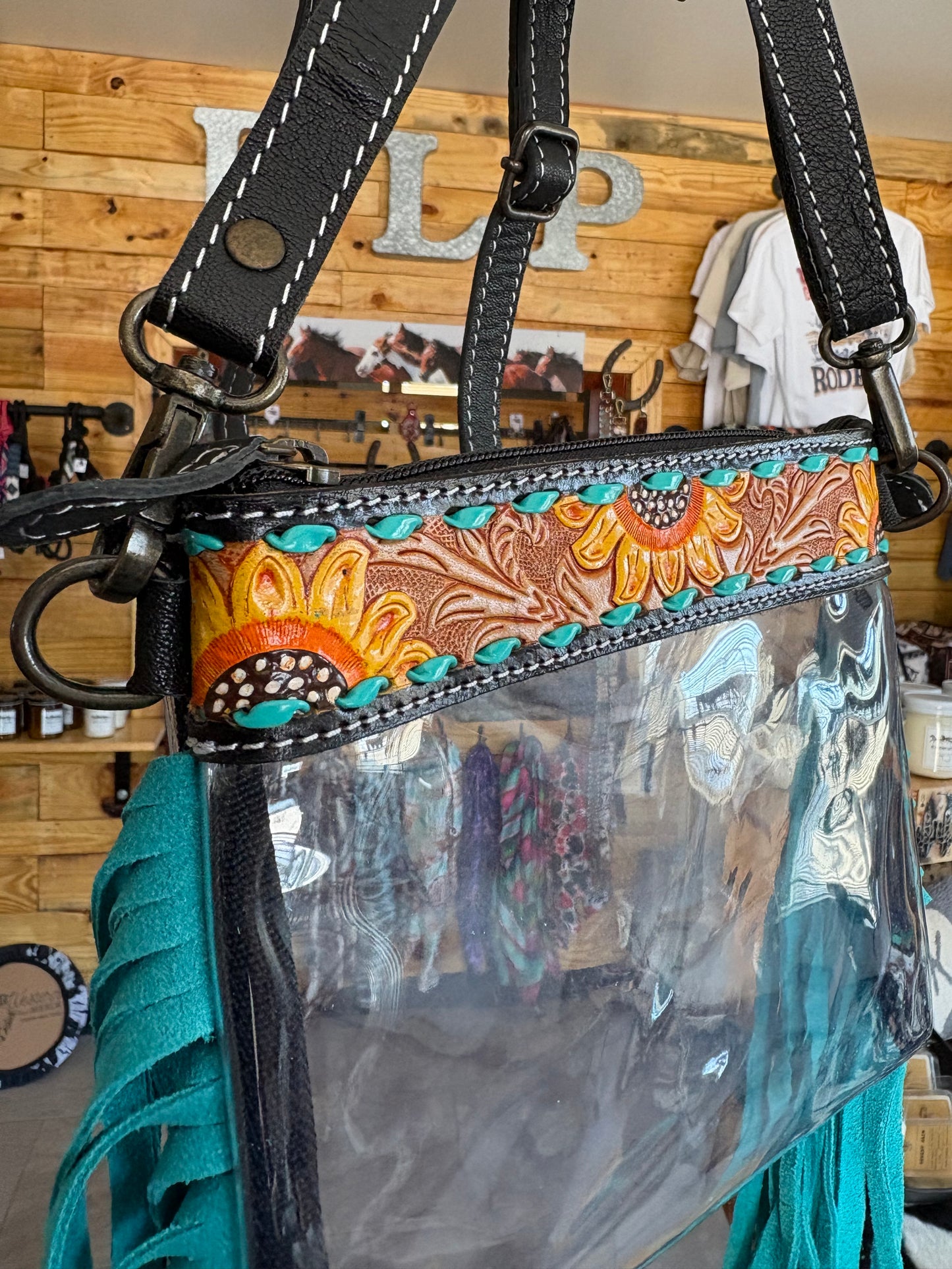Sunflower Tooled Clear Bag