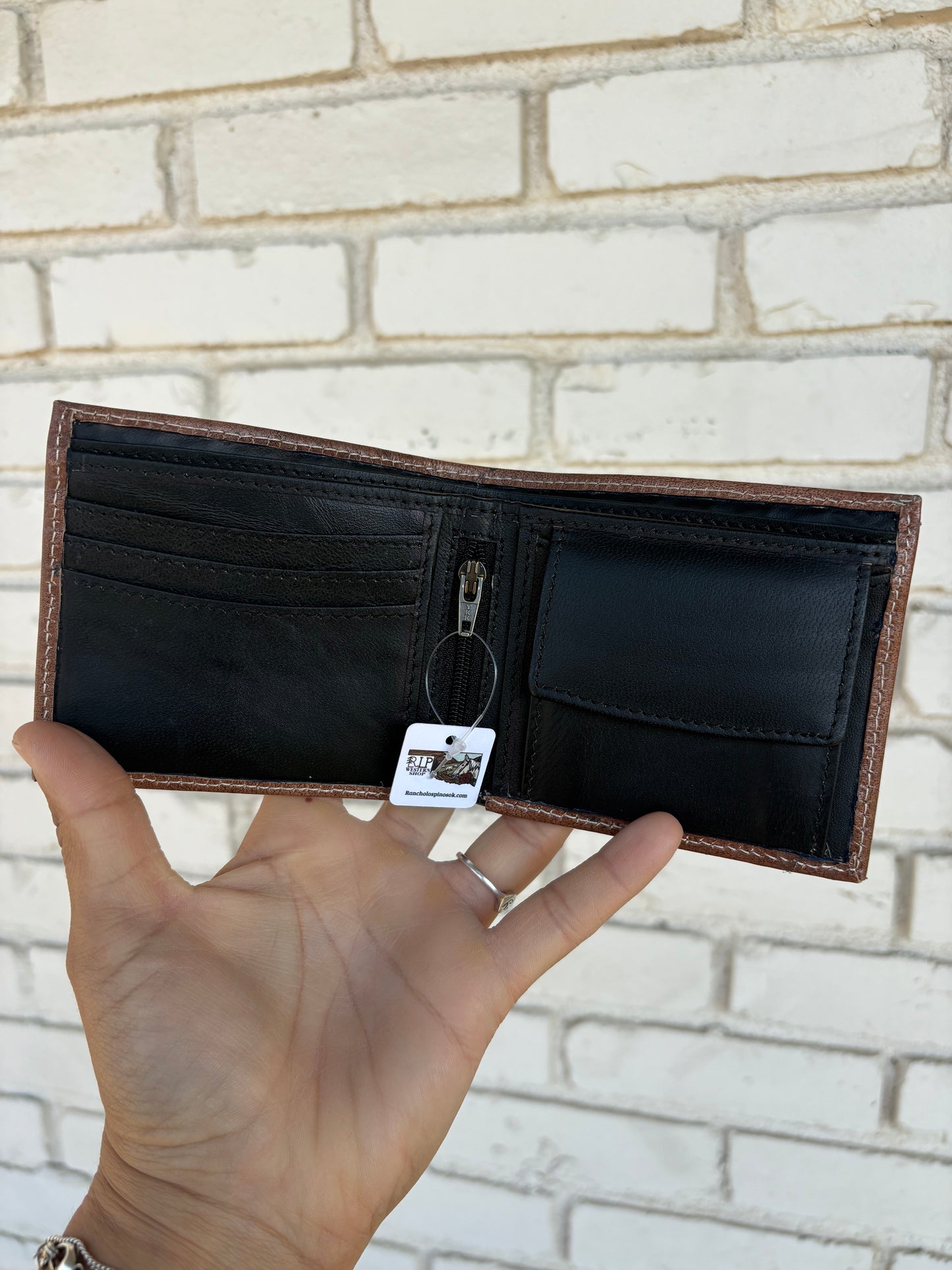 Beaded + Tooled Leather Bifold Wallet