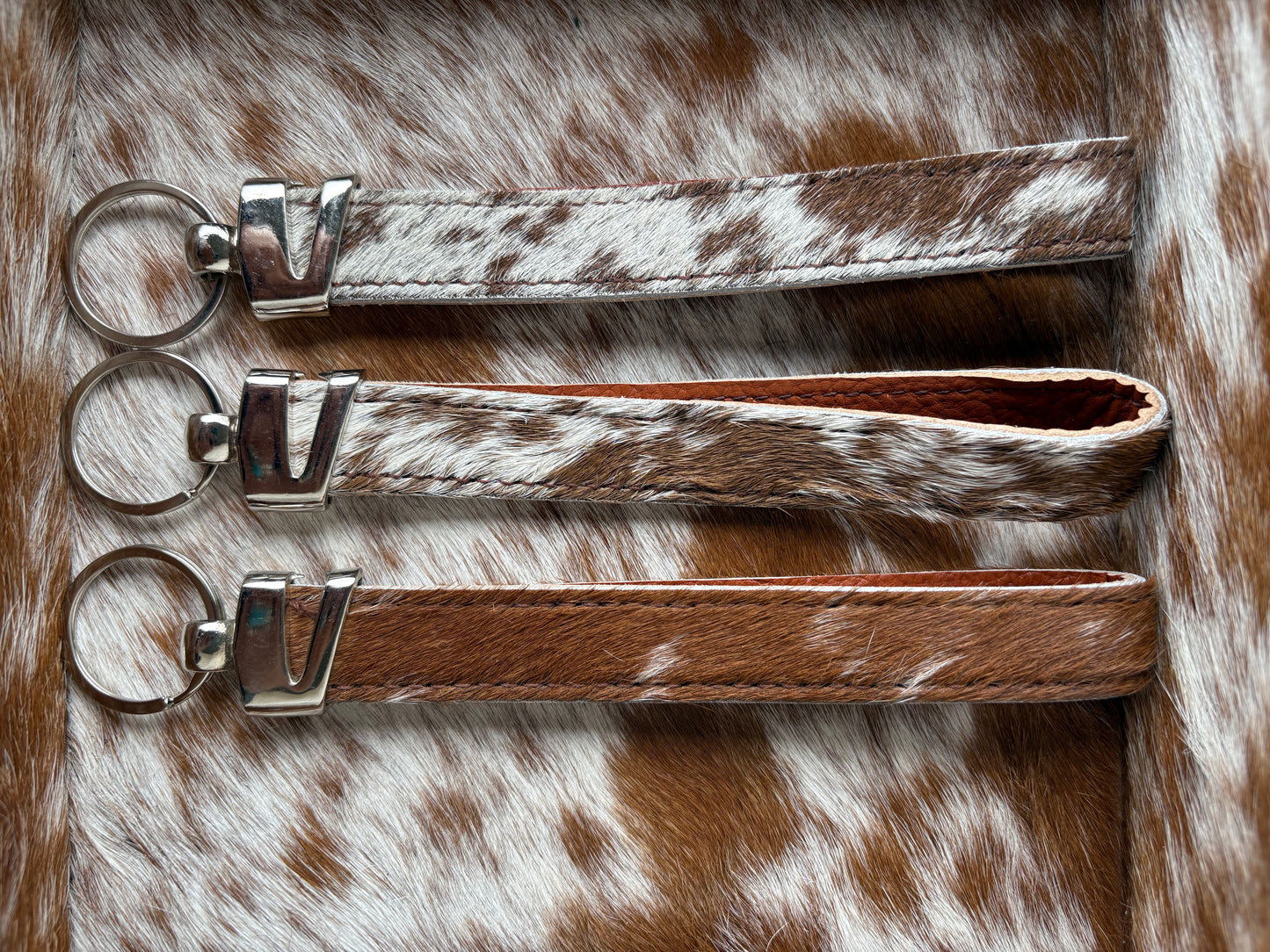 Cowhide Wristlet Keychain