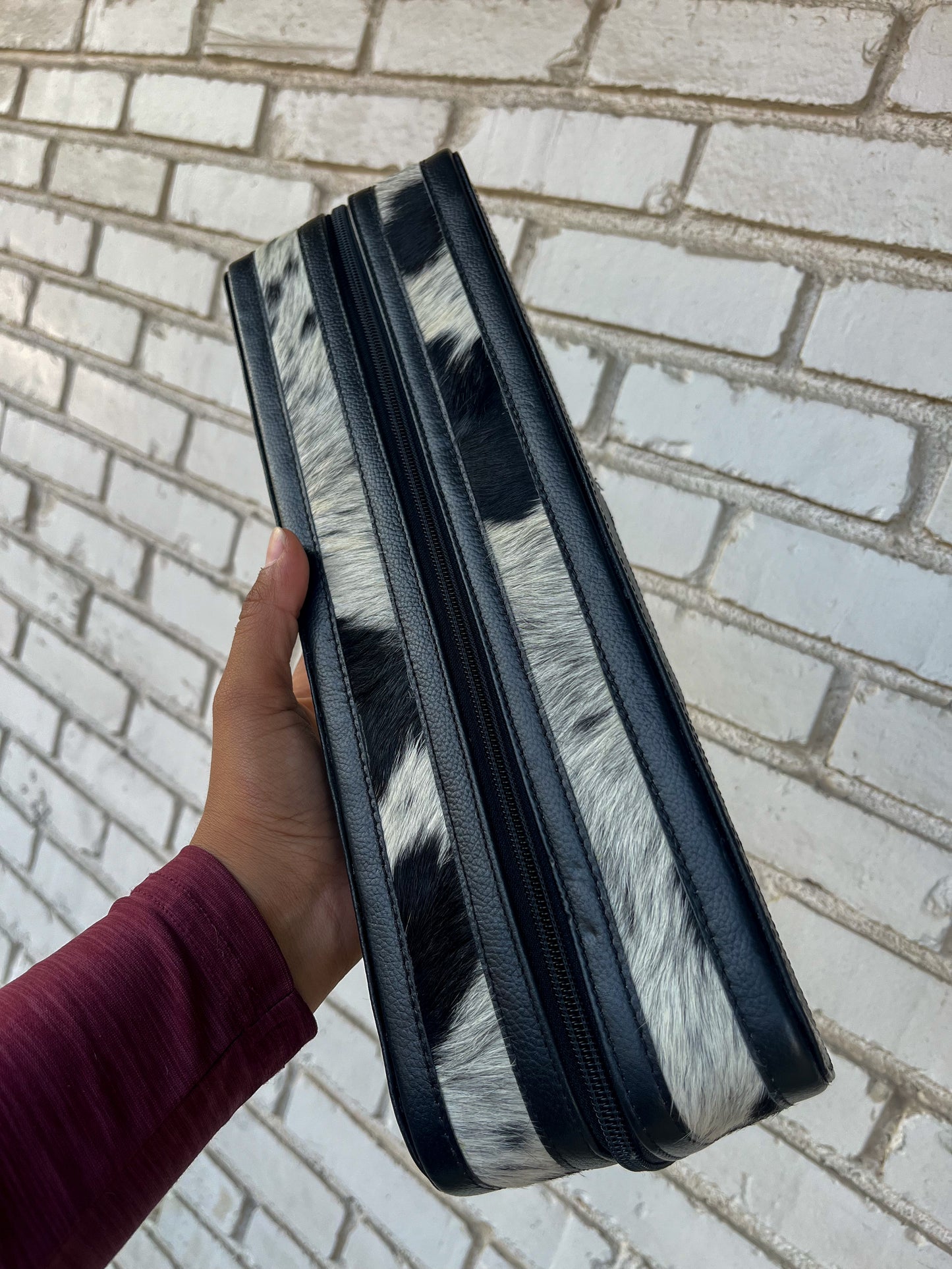 Black Leather & Cowhide Hair Iron Case