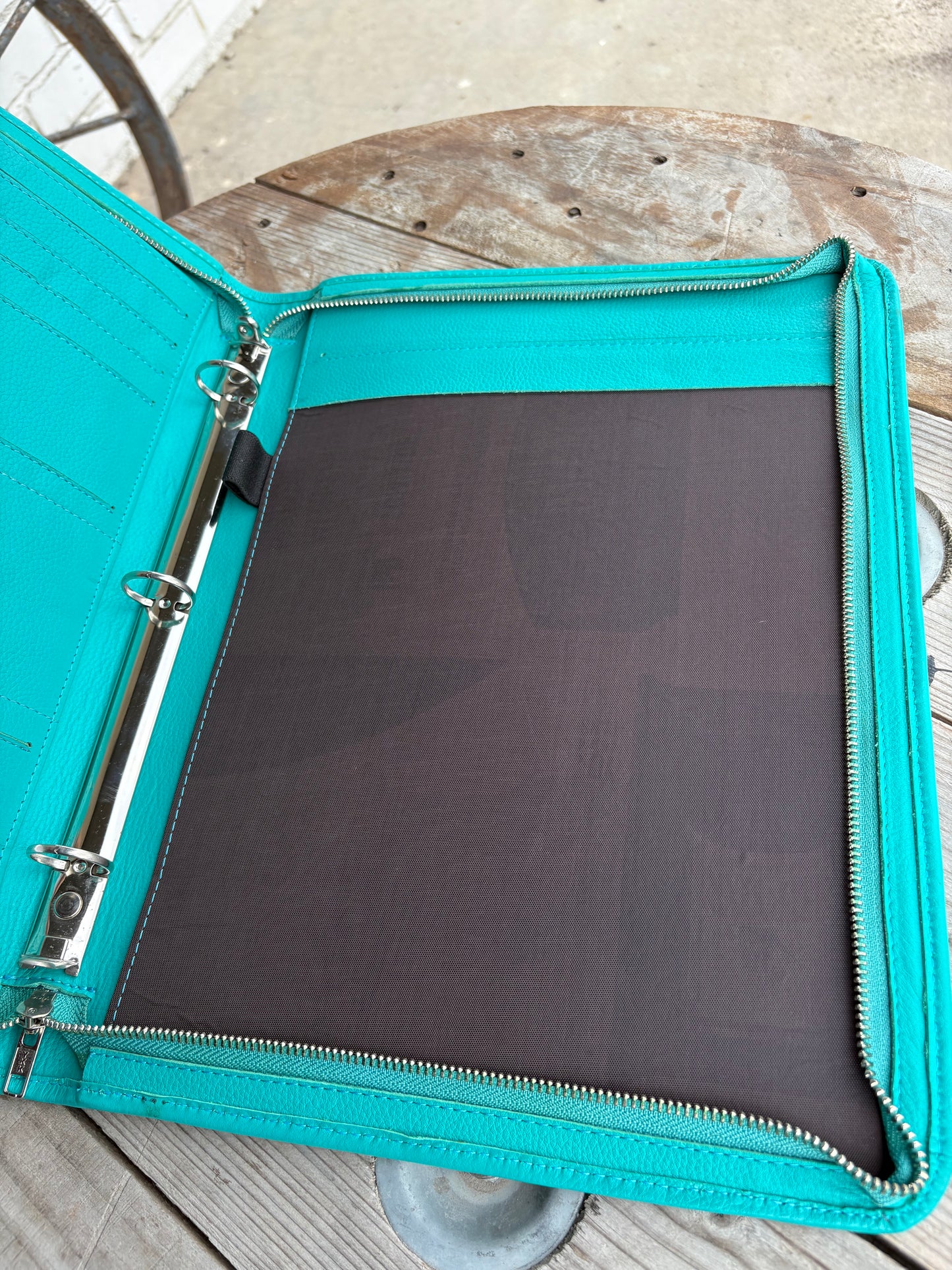 Turquoise Leather Cowhide Binder