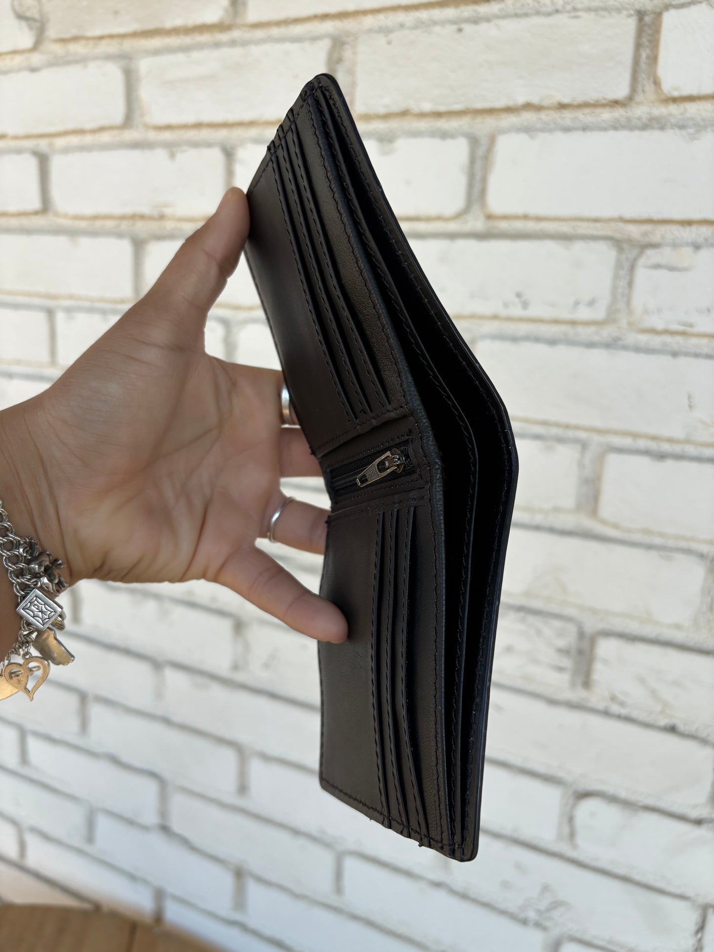 Beaded + Tooled Leather Bifold Wallet