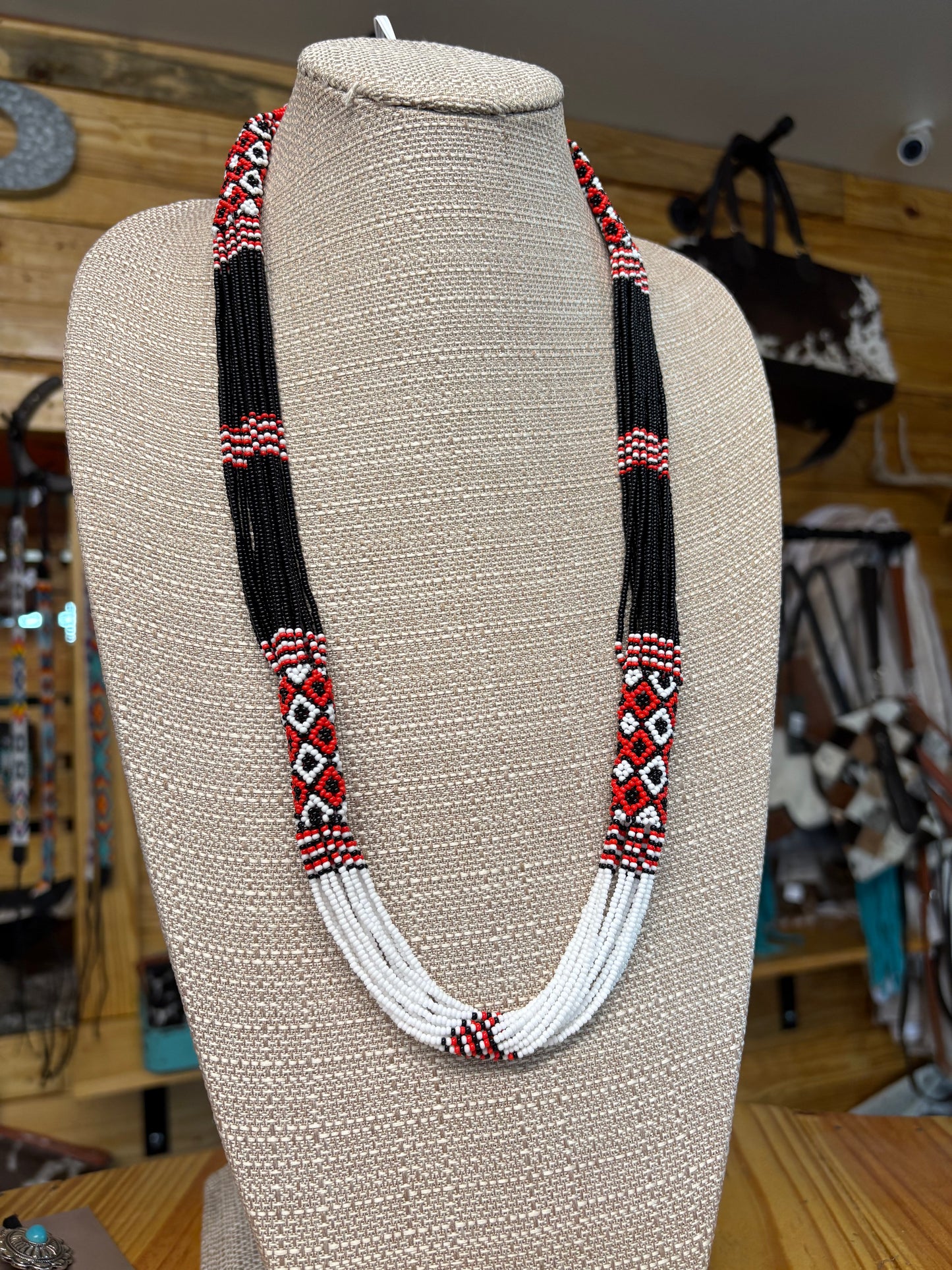 RedHawks Beaded Necklace + Earrings - SET