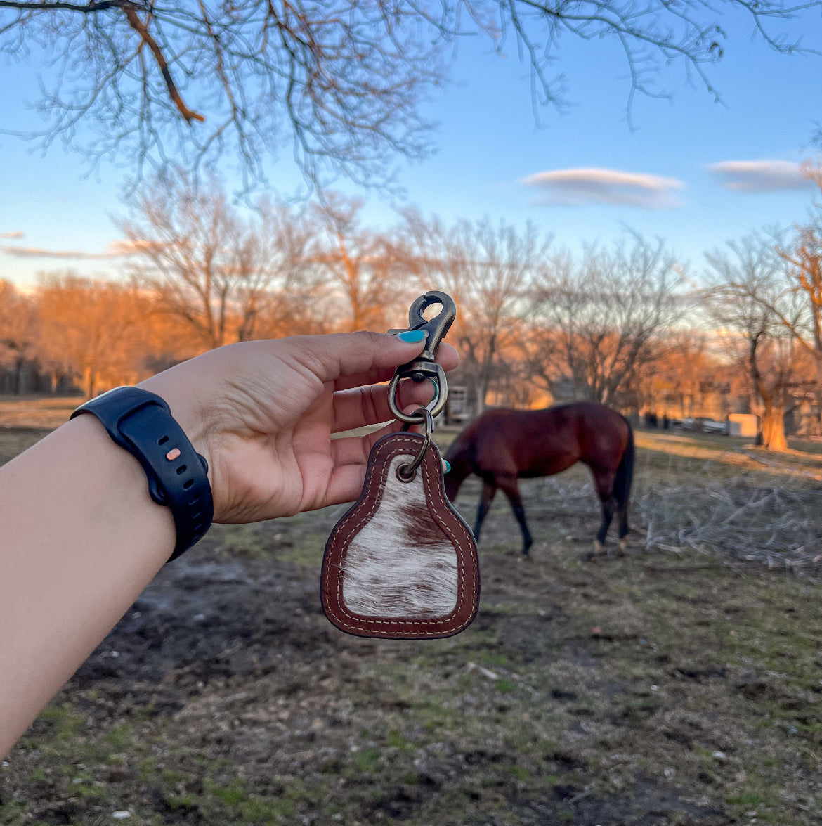 Branded Leather Cowhide Keychain