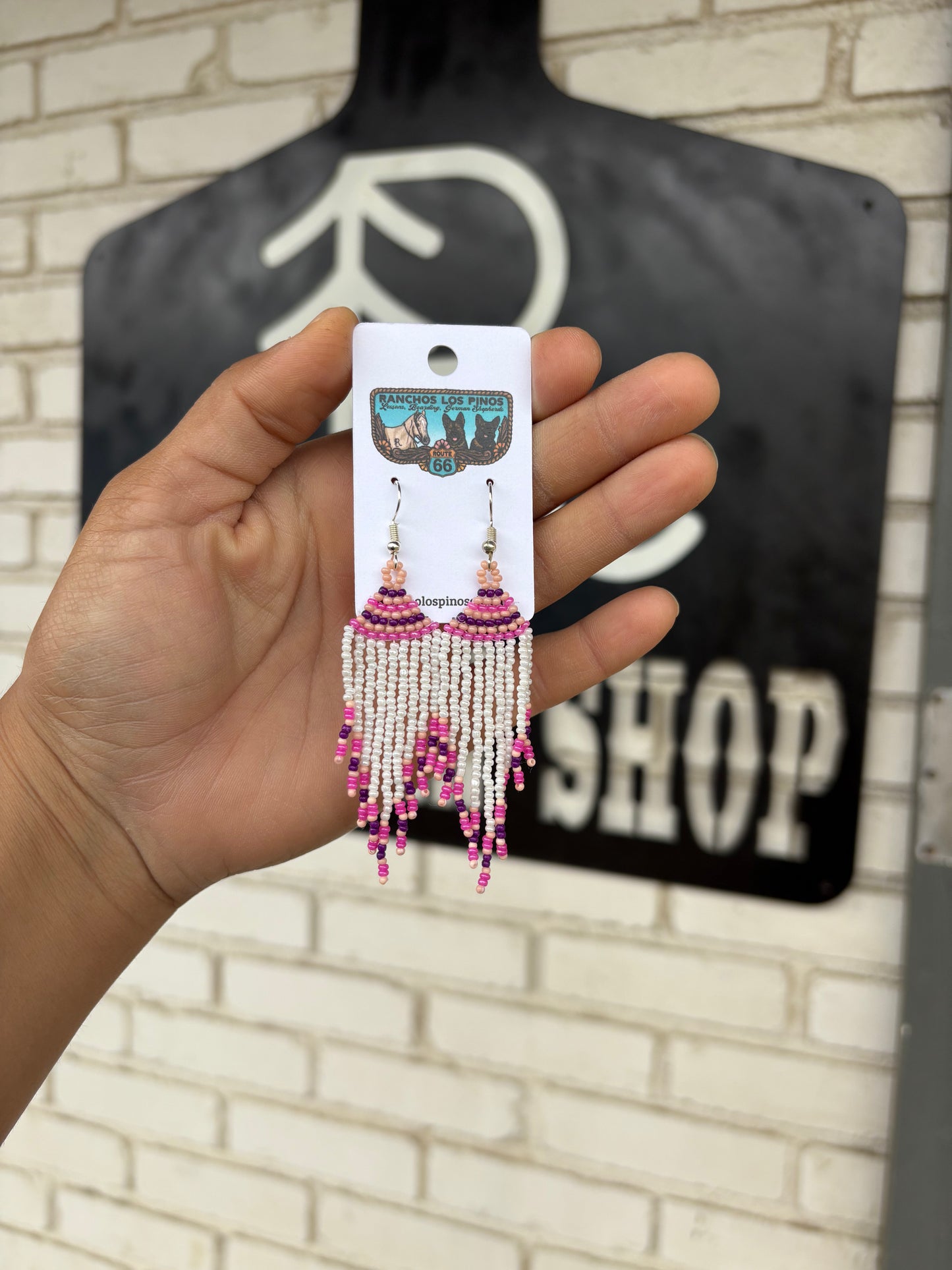 Beaded Earrings - Pink