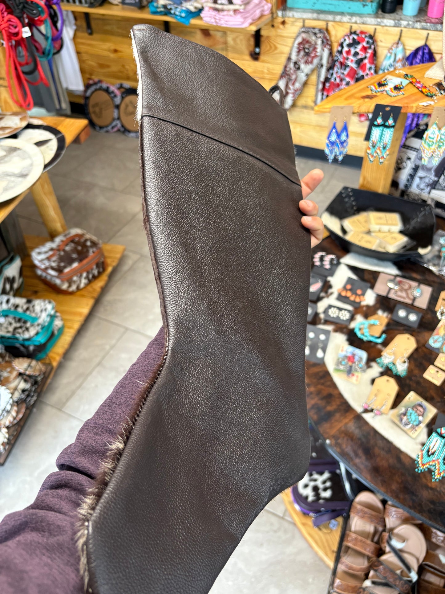 Cowhide Stocking - Brown Leather