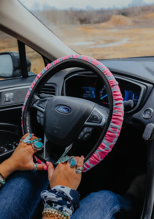 Pink Cowhide - Steering Wheel Cover