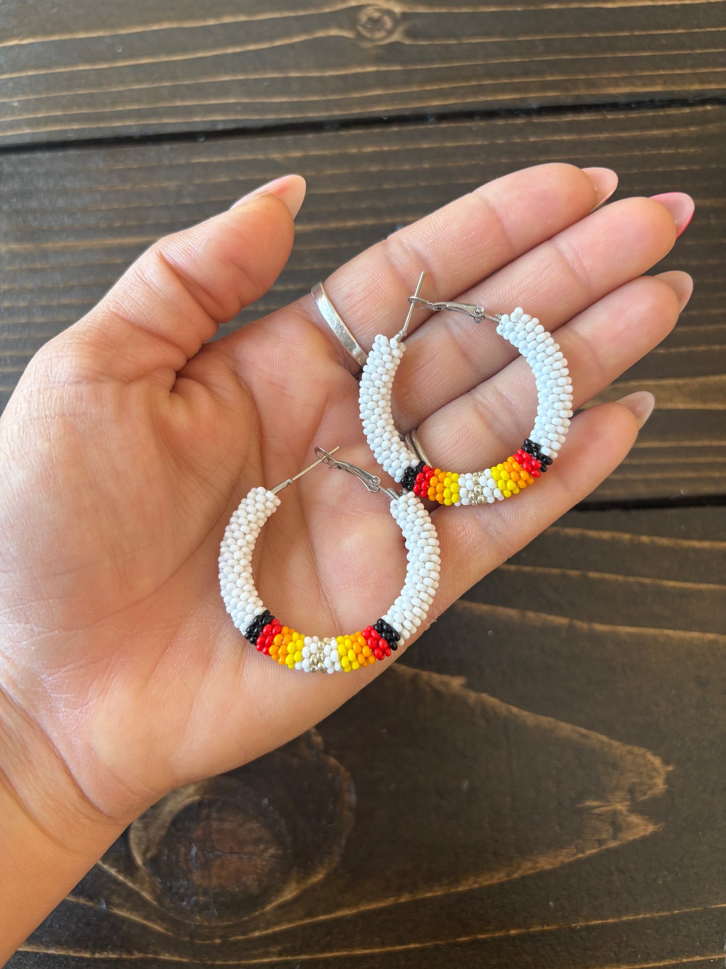 1.5” Bead Crochet Hoop Earrings
