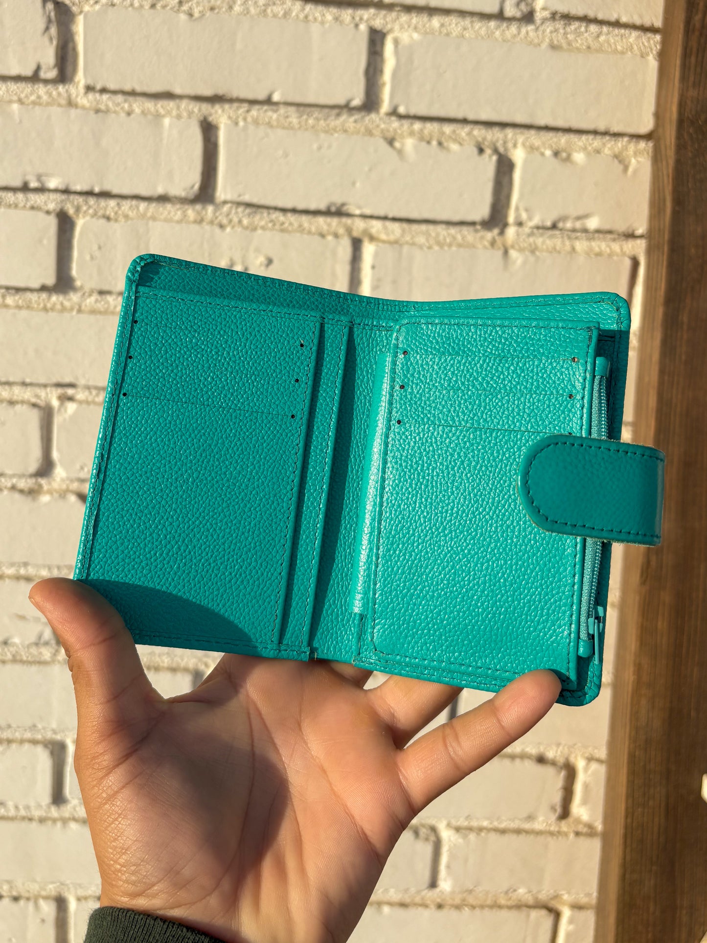 Cowhide Pocket Wallet - turquoise leather