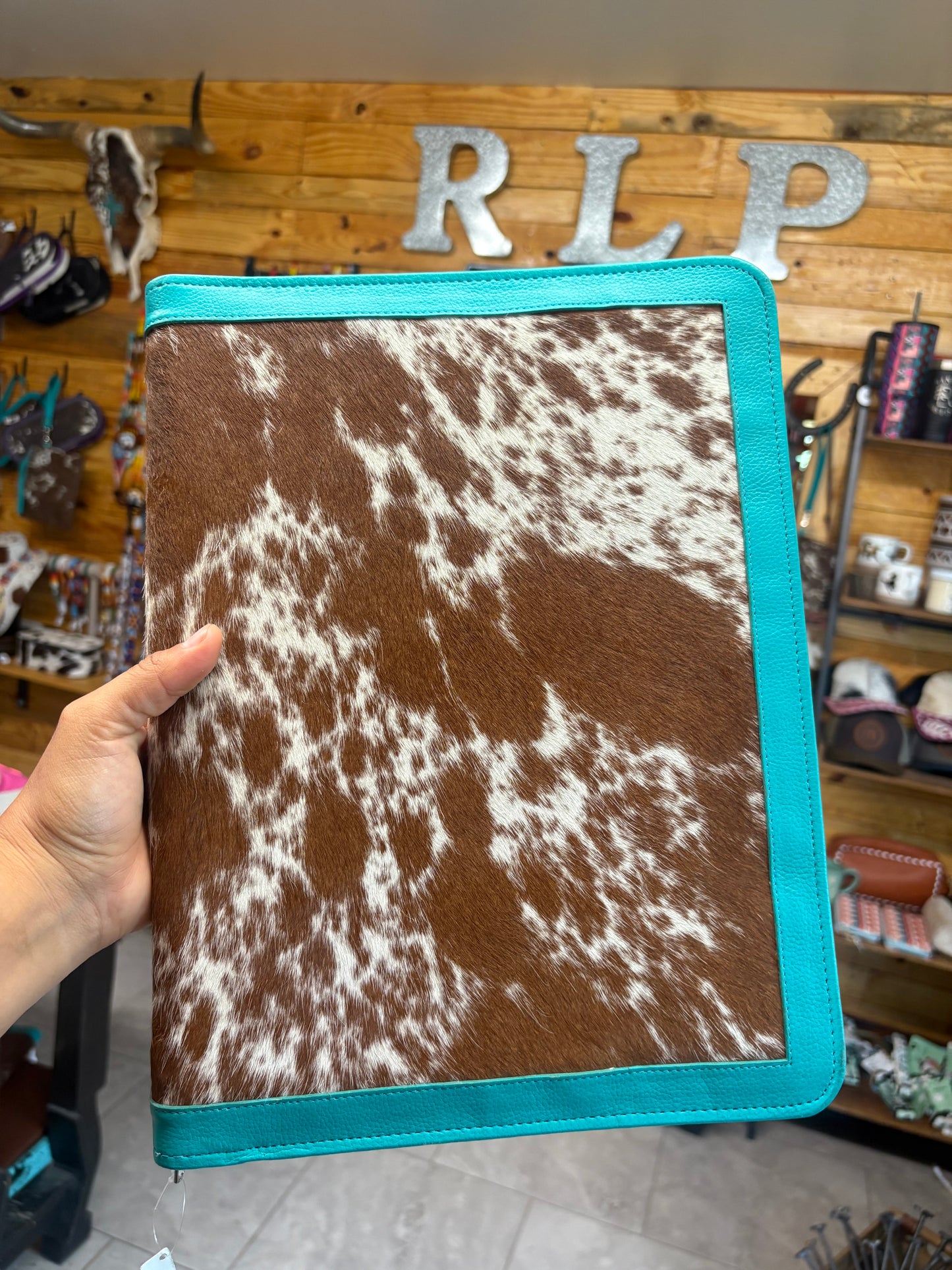 Turquoise Leather Cowhide Planner