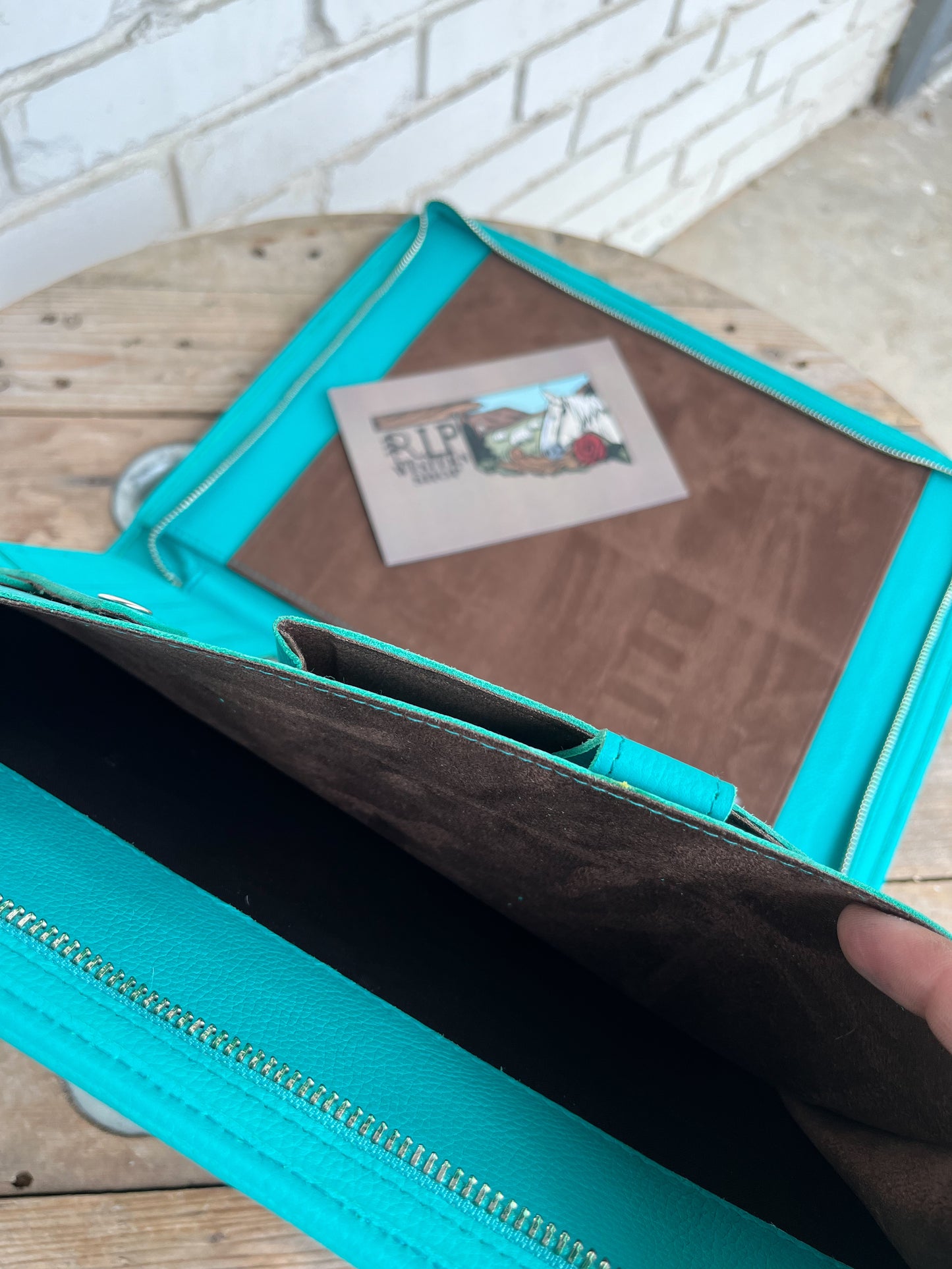 Cowhide + Turquoise Leather Planner (3)