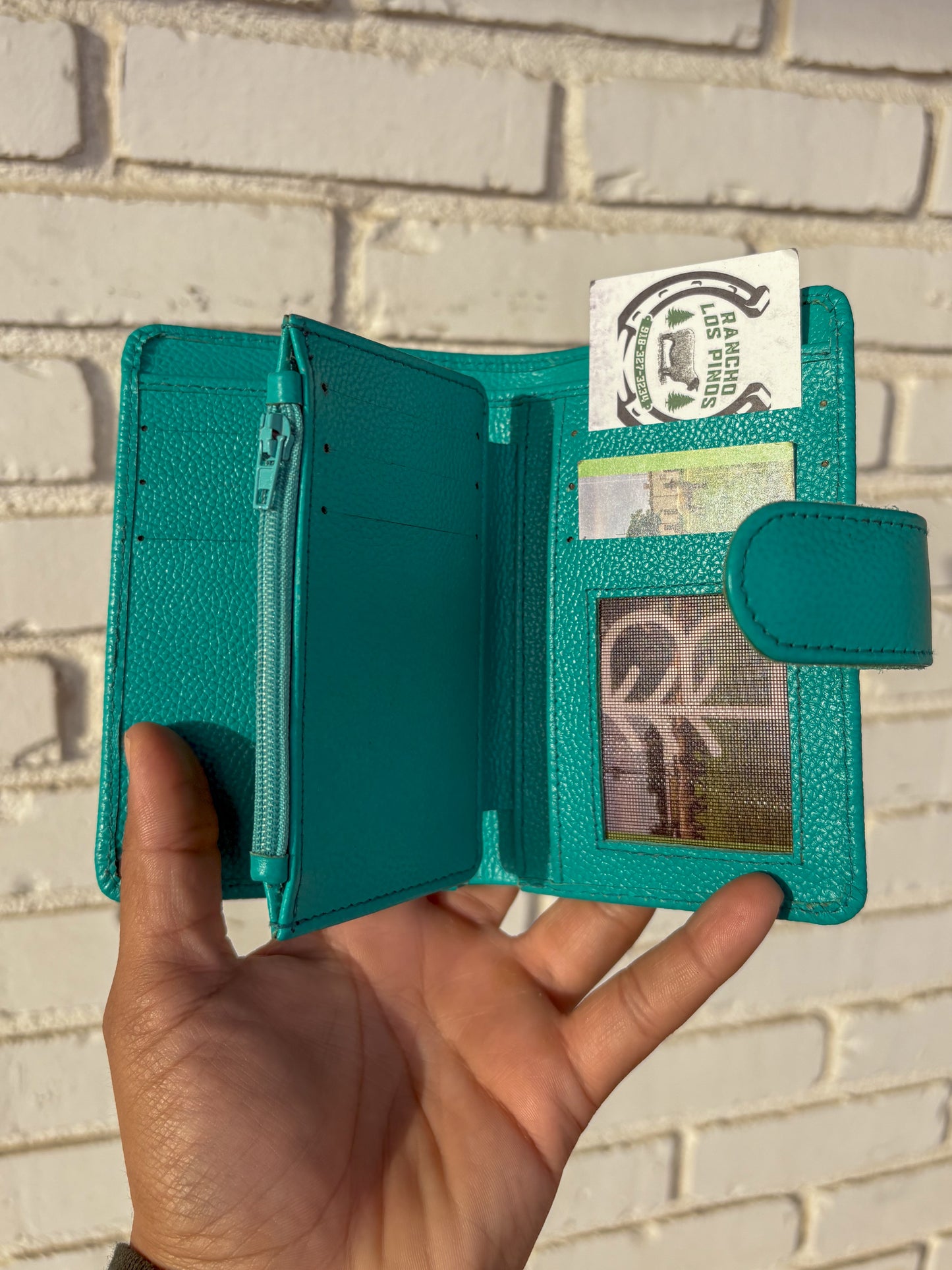 Cowhide Pocket Wallet - turquoise leather