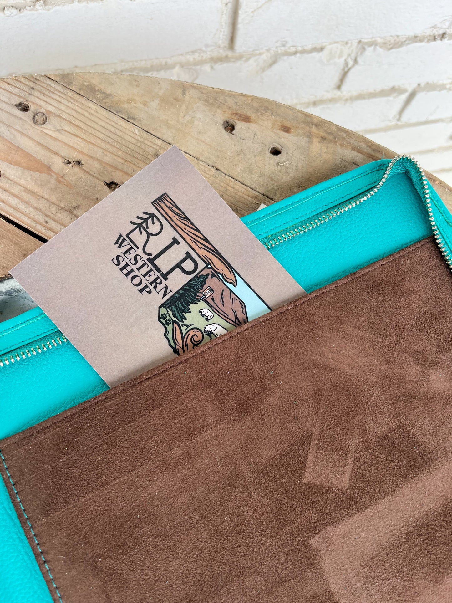 Cowhide + Turquoise Leather Planner (4)