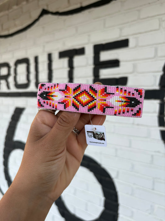 Pink Beaded Barrette