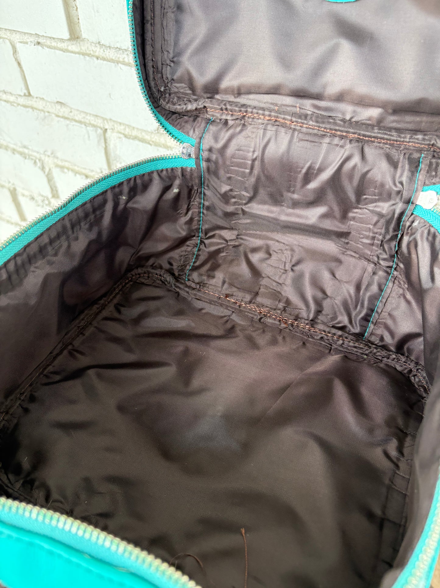 Cowhide Cosmetic/Toiletry Bag - turquoise leather