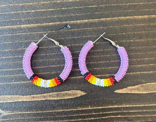 1.5” Bead Crochet Hoop Earrings