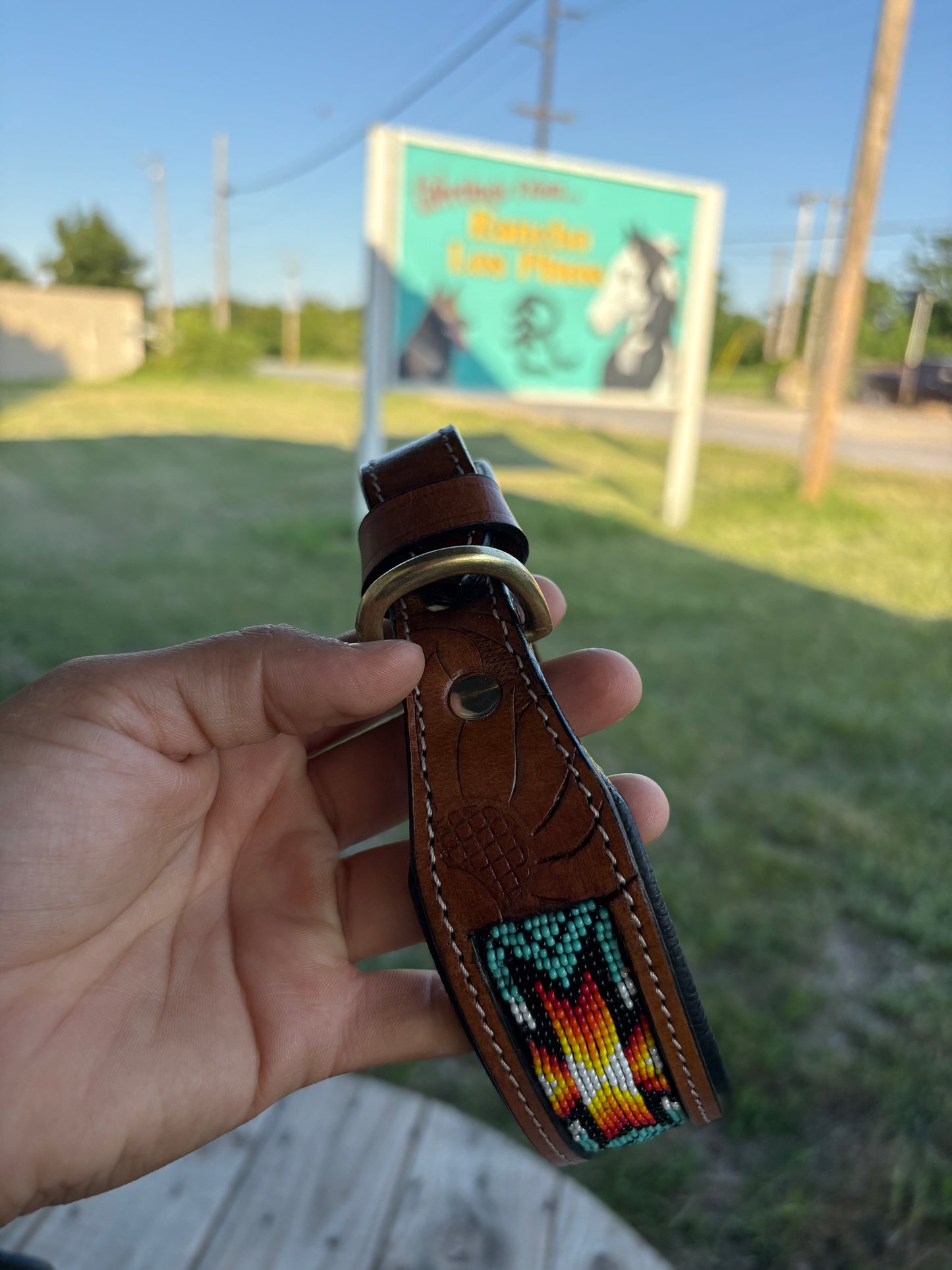 Turquoise Agave Dog Collar- Medium