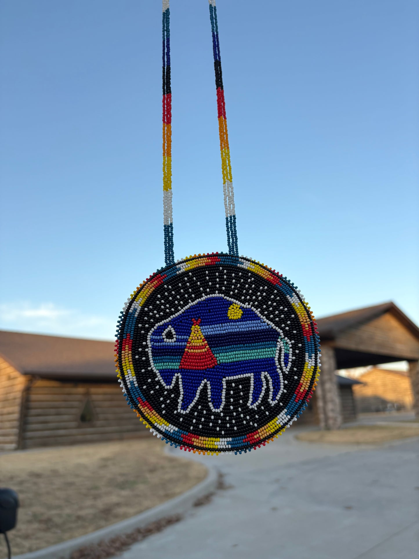 Starry Night Bison Pendant Necklace
