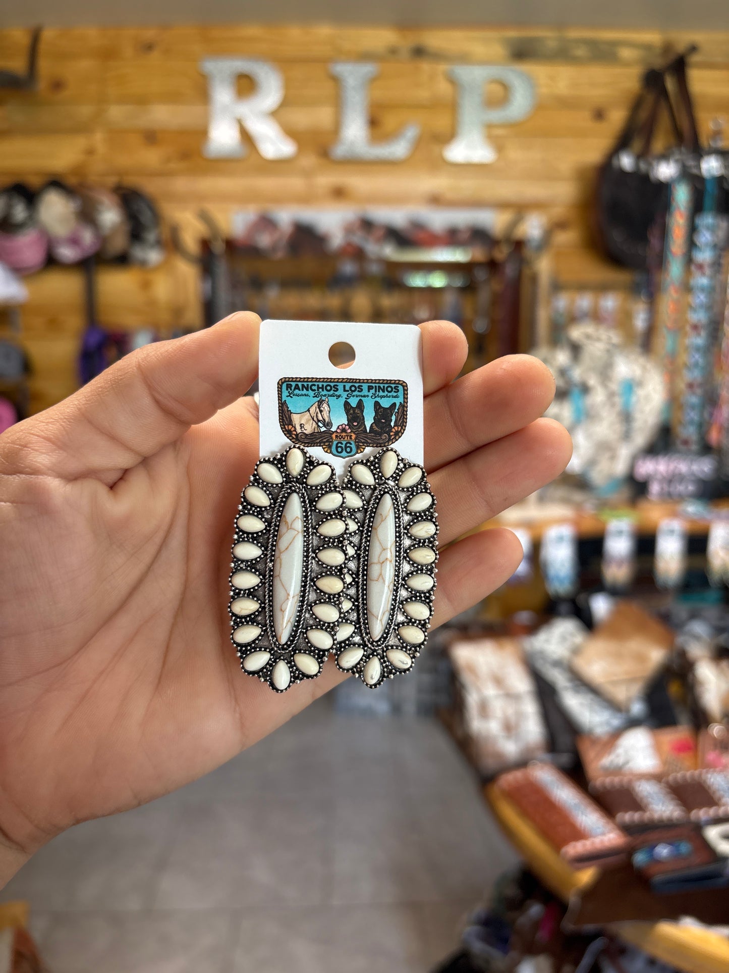 White Concho Post Earrings