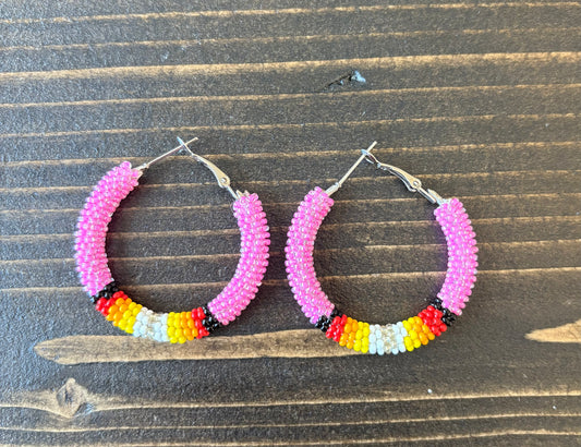 1.5” Bead Crochet Hoop Earrings