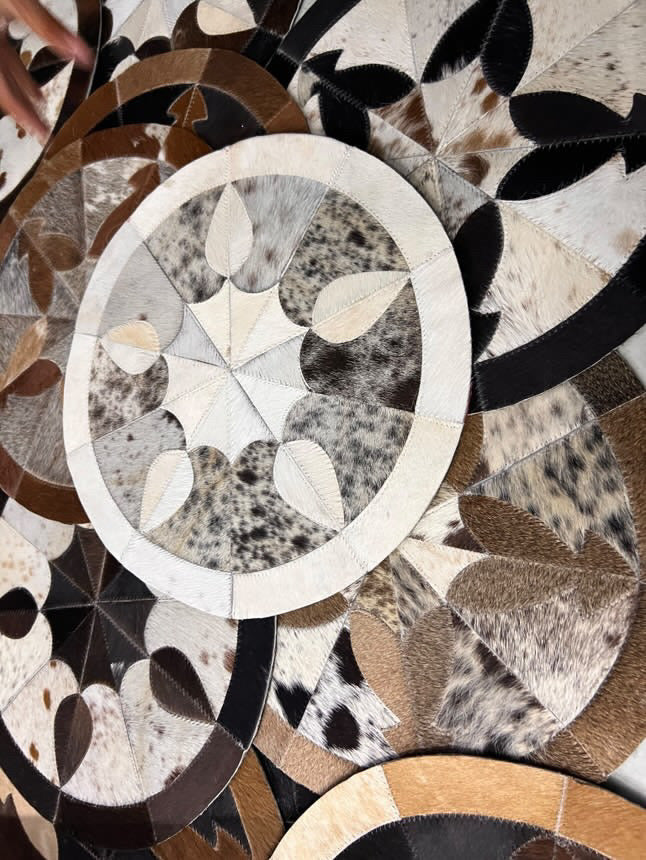 COWHIDE Table Mats - 15” Round