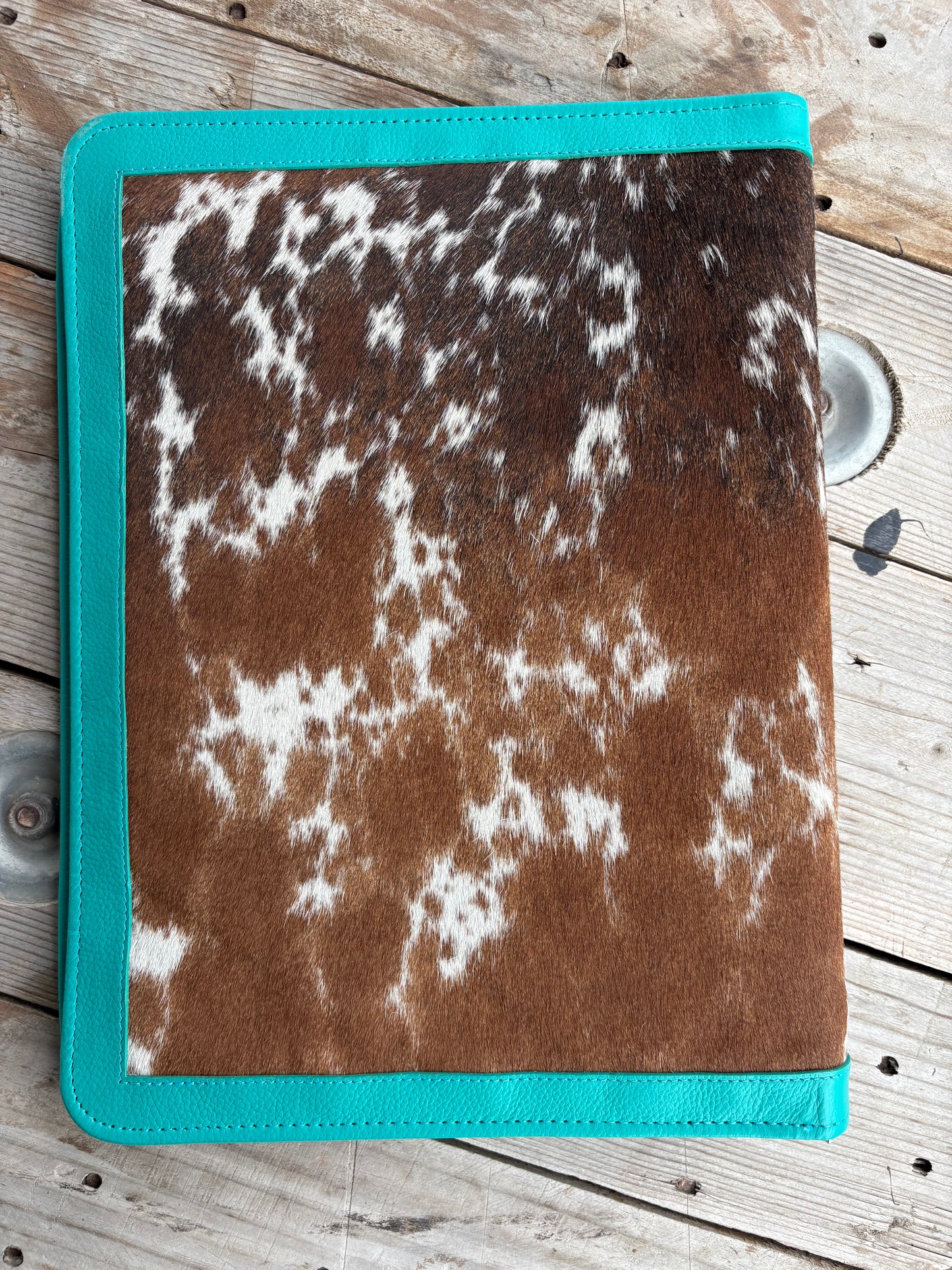Turquoise Leather Cowhide Binder