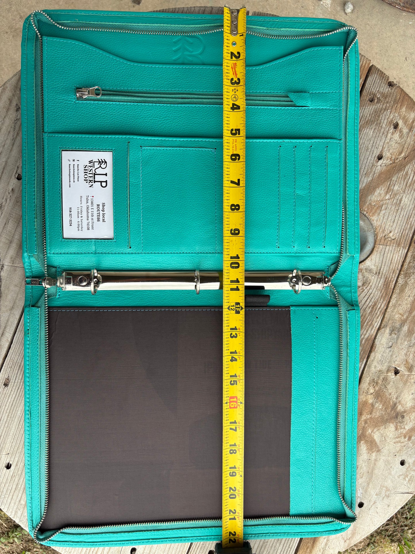Turquoise Leather Cowhide Binder