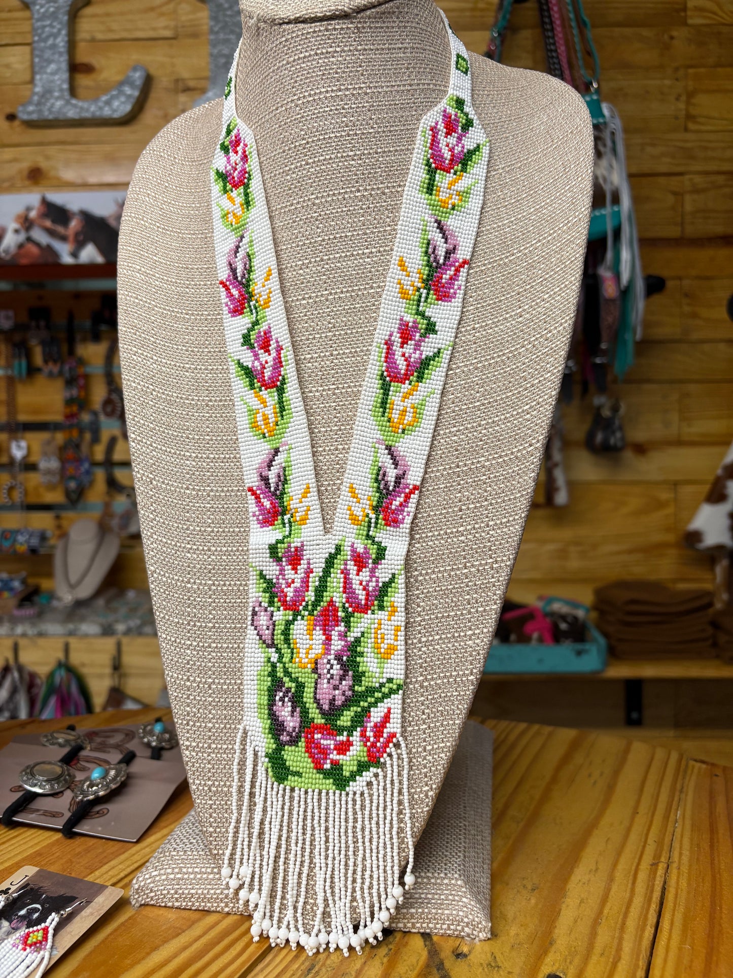 Spring Flair Beaded Necklace + Earrings- SET