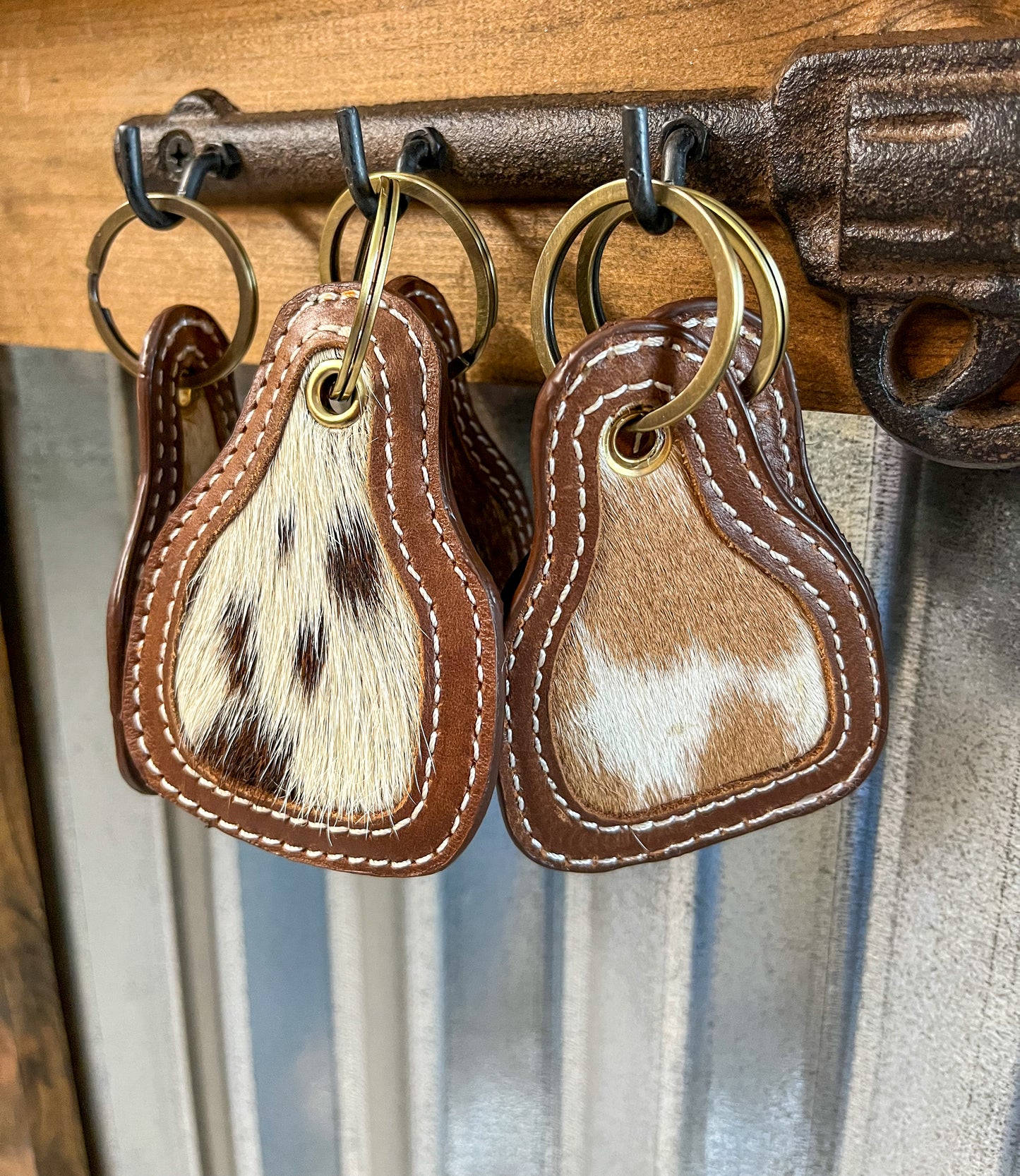 Brown-  Branded Cowhide Keychain**