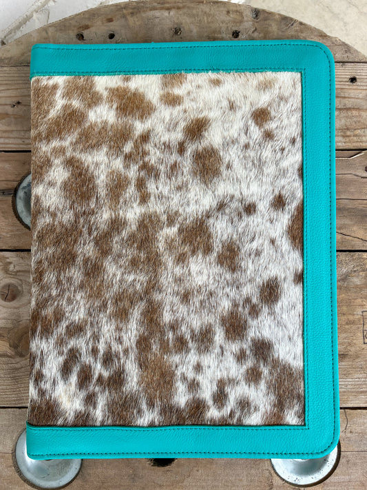 Cowhide + Turquoise Leather Planner (6)