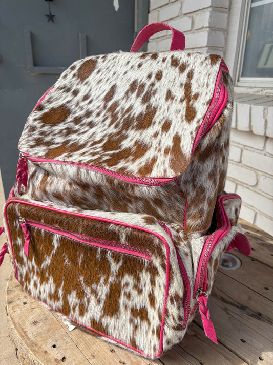 XL Pink Cowhide Backpack