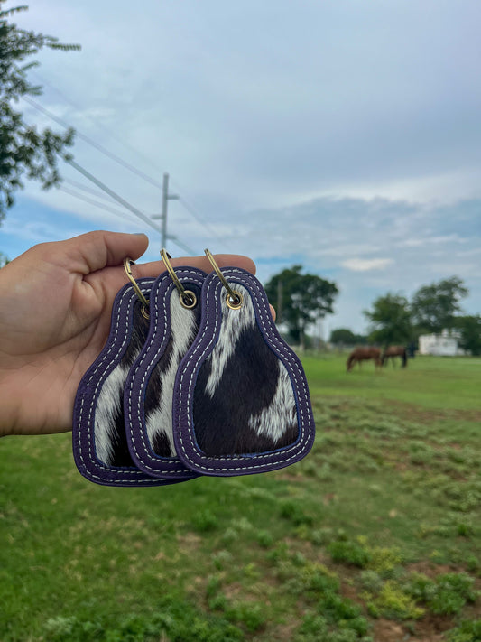 Purple Cowhide+Leather Keychain***