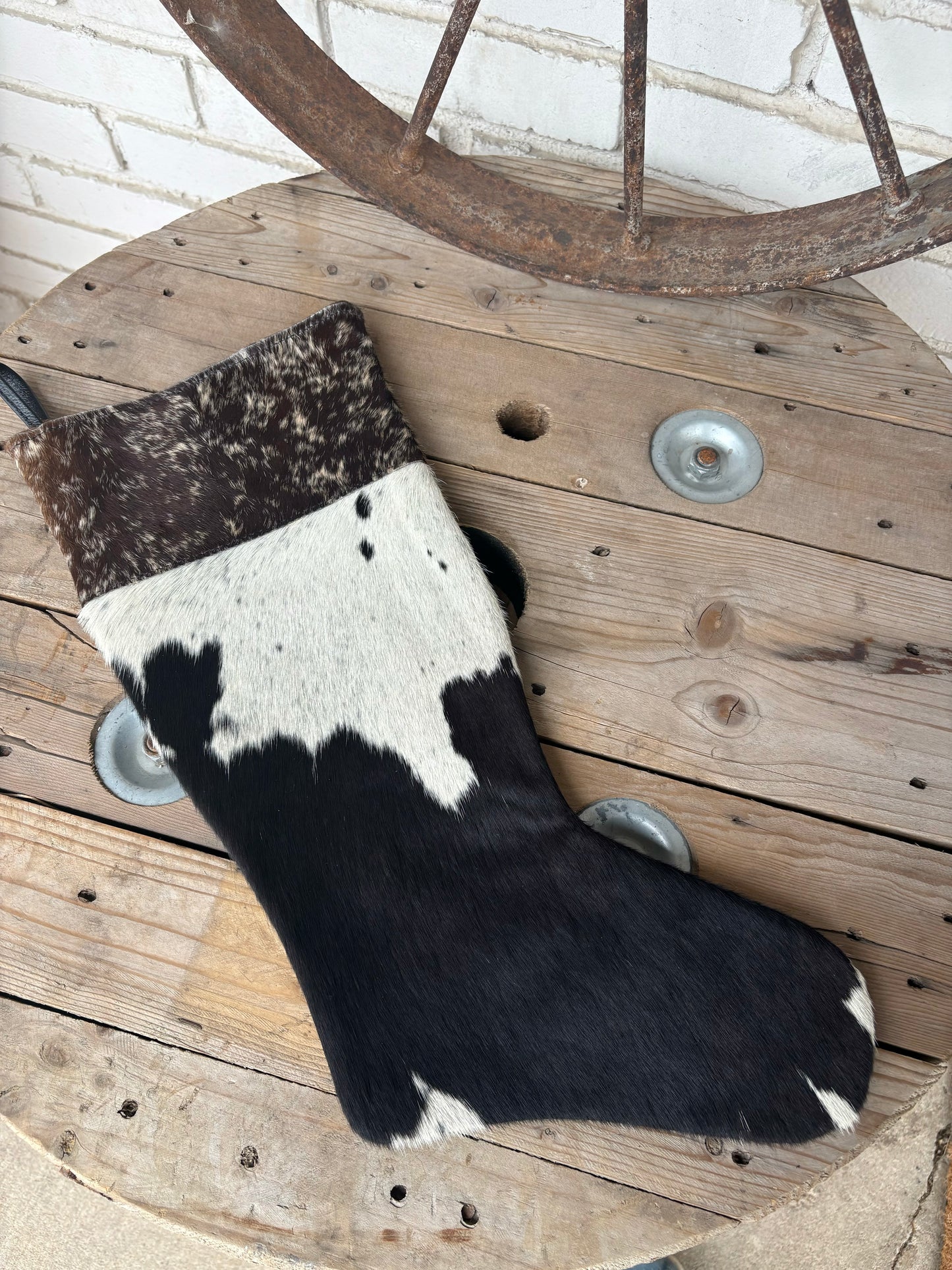 Cowhide Stocking - Black Leather