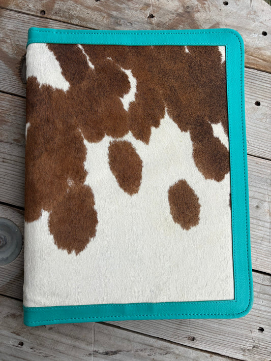 Turquoise Leather Cowhide Binder