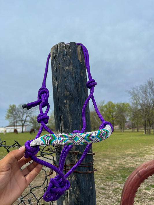 Purple Beaded Rope Halter