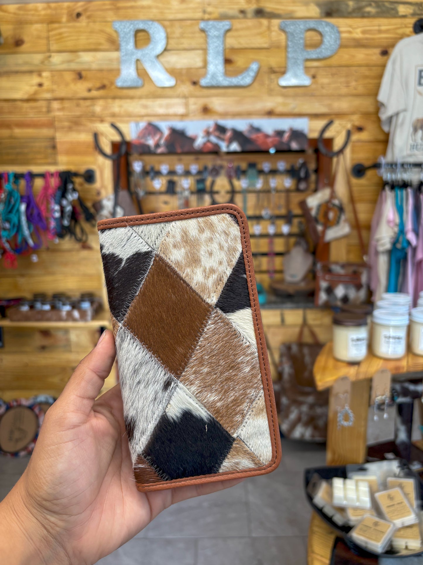 Cowhide Diamond Patch Wallet