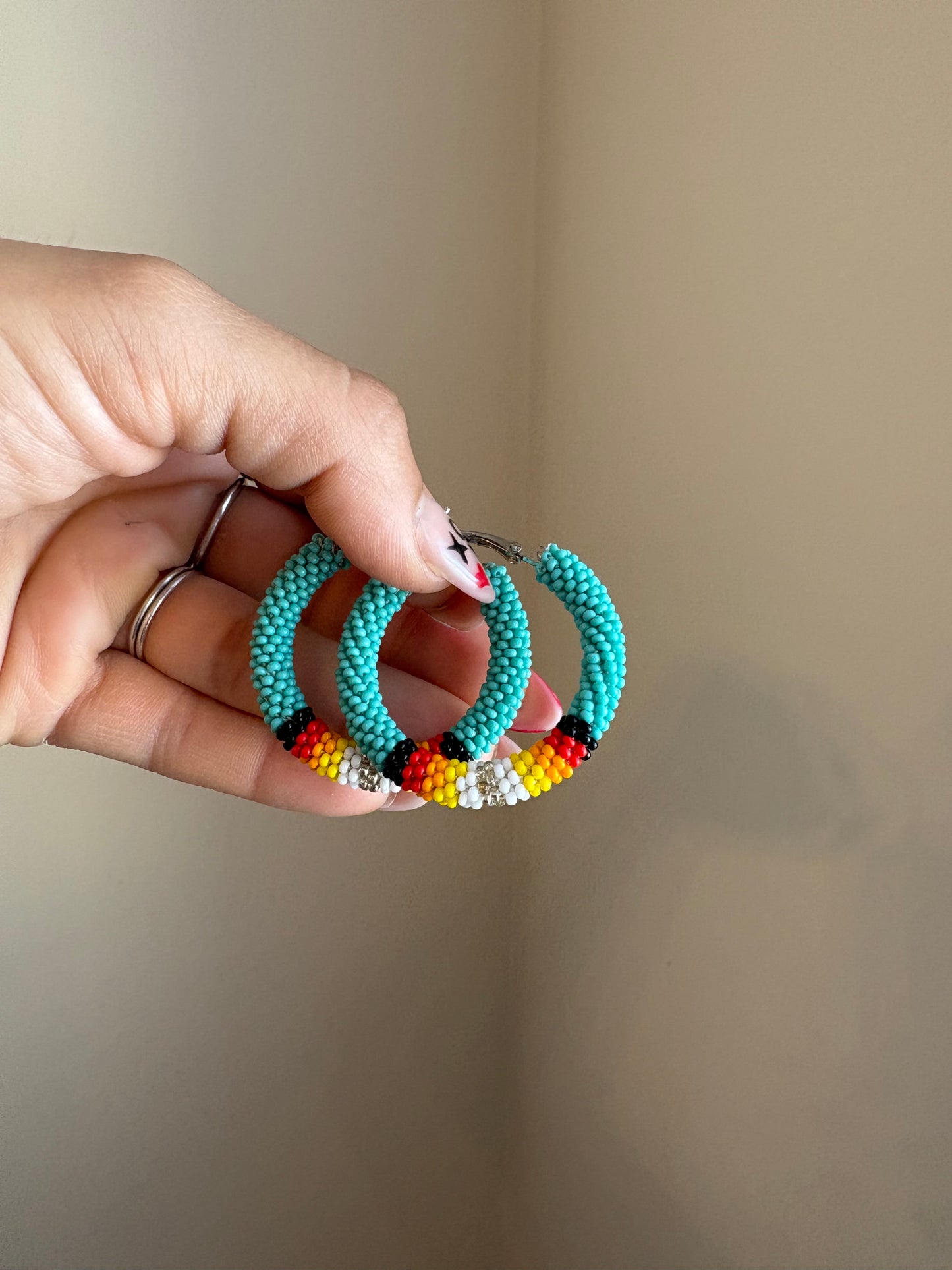 1.5” Bead Crochet Hoop Earrings