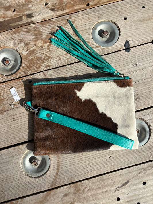 Cowhide Fringe Wristlet Purse